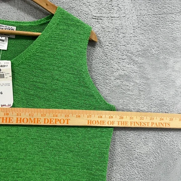 Pendleton Sweater Top‎ Blouse L Green Sleeveless Tight Knit V Neck Bohemian